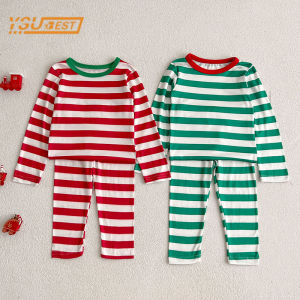 Autumn Kids Baby Boys Girls Long Sleeve Stripe T-shirt + Pants Clothing Sets Baby Boys Girls Pajamas Childrens Clothes Suit