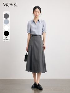 MOVK | Chân Váy A-Line Nhỏ Xám Mùa Xuân