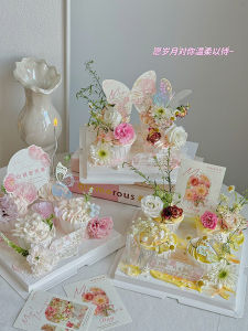 Mothers Day Ins Style Popular Butterfly Card Magnolia Flower Paper Cup Tag Monet Garden Decorations Festive Celebration Supplies