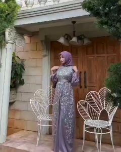 Feni Dress Wanita Kondangan Bahan Velvet mix Brukat Tille / Gamis Abaya Turki Termewah 2024 Lebaran