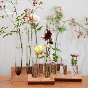 ไม้จริงแจกันดอกไม้แก้วจัดดอกไม้ Tea Room โต๊ะรับประทานอาหาร หลากหลาย เครื่องประดับตกแต่งสไตล์สแกนดิเนเวียน