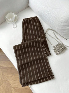 Womens High Waist Striped Wide Leg Pants Anti-Wrinkle Fabric Elegant Vertical Stripe Design Casual Office Commute Essential
