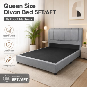 Familystar2u Queen Size Divan Bed 5FT/6FT Fabric Melamine Board Designer Choice Quality Form Strong Support 890