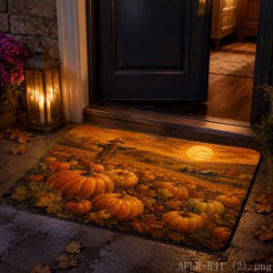 VIKAMA Halloween Pumpkin Ghost Door Mat Non-Slip Entry Rug Porch Party Floor Carpet Home Decor