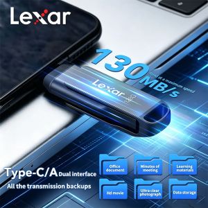 Lexar | Lexar JumpDrive Dual Drive D400 USB 3.2 Type-C Type-A Flash Drive for Metal Housing Storage Expansion for PC IPhone 15