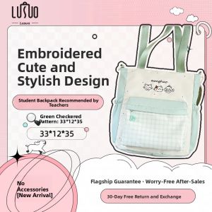 LUSUO | Large Capacity Student Book Bag Crossbody Bag