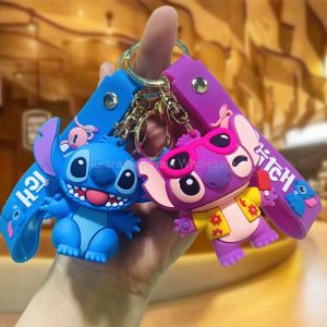 Anime Disney Keychain Mickey Mouse Minnie Lilo & Stitch Doll Keyring Ornament New Key Chain Car Pendant Kid Toys Gifts Wholesale