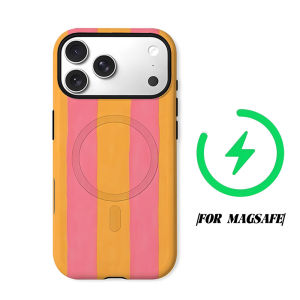 Peach Orange Stripe Phone Case for iPhone 18 17 16 15 14 13 12 11 Air Pro Max Plus Double-layer Cover