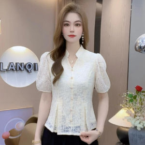 YOUFAN | Sleeveless Elegant Lace Top Slim Fit