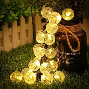 (Mua 1 tặng 1) Đèn LED Năng Lượng Mặt Trời Quả Cầu Pha Lê 20/50/100LED Năng Lượng Mặt Trời Vòng Hoa Trang Trí Ngày Lễ Giáng Sinh Sân Vườn Ngoài Trời