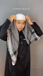 SORBAN PALESTINE HITAM PUTIH SEGI EMPAT PREMIUM AL BALYA