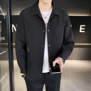 ROMON | Lormen Mens Casual Short Coat Collar Workwear Jacket Windproof Fashionable Spring Autumn New Style Polyester Fiber 100%