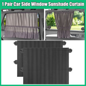 2pcs Black Pure Cloth 67cm Car Side Window Sunshade Curtain Auto Foldable UV Protection Heat Insulation Auto Accessories