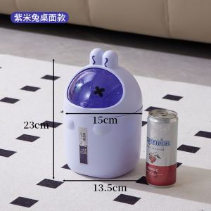 Mini Desktop Trash Can Creative Cover Office Waste Paper Basket Flip Cover Style Cartoon Storage Tube Home Office Use