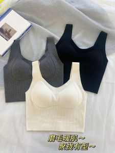 Autumn Brushed Warm Skin Vest for Women Gufei Short Warm Tops Women Push up Breast Holding Beauty Back Thin Velvet Sports