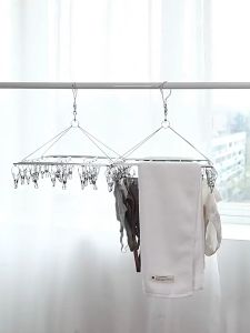 Solid Stainless Steel Sock Hanger Windproof Sock Rack Multi Clip Sock Drying Rack Laundry Drying Rack Ampaian Penyepit 袜子架