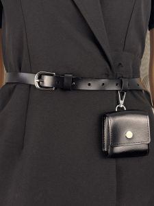 Mini Leather Waist Bag Womens Decorative Accessory for Jeans Skirts High-End Feelings Belt Earphone Bag Accessory