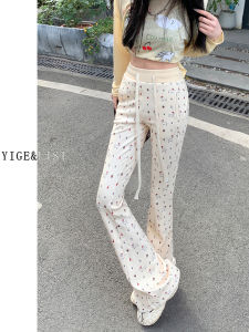 Christmas Dog Micro Flared Casual Pants High Waist Drawstring Slimming Versatile Bell Bottom Sweatpants Womens Fashion