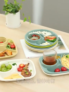 Nipiin Divided Breakfast Plate Portable Compartment Tray for Healthy Diet Food Serving at Home
