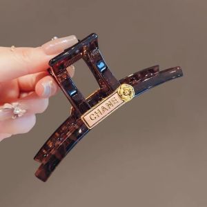 Gold Plated Tea Rose Shark Clip Simple Versatile Daily Womens Hair Accessories Deep Coffee Color Hair Grips Hair Clamps