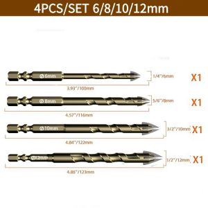 10PCS/SET Tile Drill Bit Set For Tiles Glass Ceramic Porcelain Wood 3-12mm Drill Bits Tungsten Carbide Drilling Tools Set