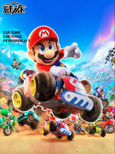 Mario Racing Motorcycle & Car Decorative Glass Stickers