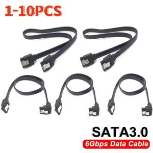 1-10PCS SATA Cable III 6Gbps Straight Bend HDD SDD Data Cable 50cm with Locking Latch for SATA HDD SSD CD Driver CD Writer
