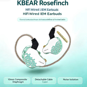 Kbear | Wired IEM Earbuds Rosefinch KBEAR 10mm Composite Diaphragm Zinc Alloy Faceplate Noise Isolation for Singers Audiophiles