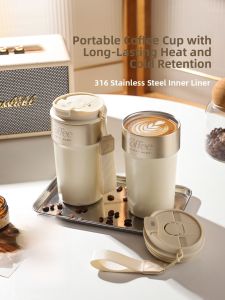 Portability Insulated Coffee Cup Drinking Water Cup Womens Ice American High Aesthetic Straw Follow-Up Cup Birthday Gift