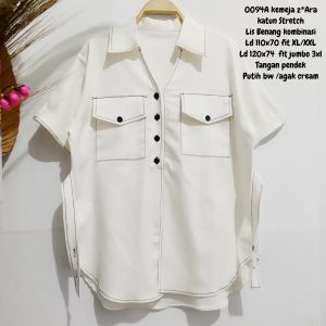 0094A size xl 3xl jumbo  kemeja katun Stretch Komb lisi bennagwayfansix lubana gstyle kemeja korea kemeja kerja tangan pendek dan panjang