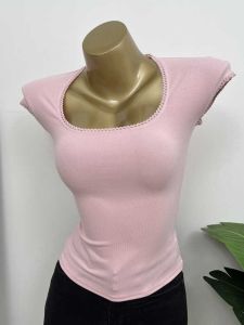 Áo Thun Tay Ngắn Cổ Vuông Màu Trơn Mùa Hè Cho Nữ Áo Lót Bó Sát Ôm Vừa Vặn Thời Trang Áo Ngắn Chất Liệu Khác