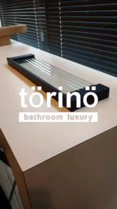 torino Bathroom Accessories Stainless Steel 304 Glass Shelf T5 Series Rak Kaca Matte Black 玻璃架子
