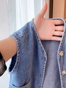 [Give Back to Old Fans!]!] Heavy Weight Recommend!!! Boys and Girls Kids Denim Waistcoat Vest