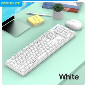 NexusClick 2.4G Wireless Office Keyboard Mouse Set104 Full Size Tri-Color Keycaps Ergonomic with 3 Adjustable DPI for PC Laptop