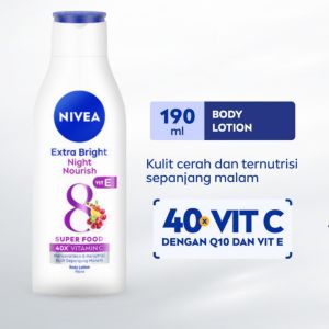 Nivea Night Nourish Extra Bright 190ml Body Lotion Vitamin C Mencerahkan Kulit 190 ml