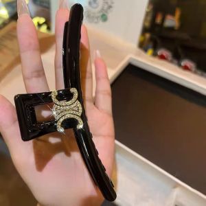 New Fashionable Full Diamond Clip Womens Hair Accessories Large Letter Back Of Head Clip Retro Court Style Non-Tessellated Mosaic Material