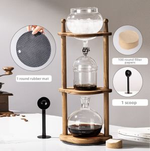 Wood Ice Drip Coffee Pot Set