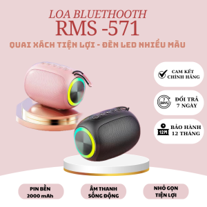 Loa Nghe Nhạc Bluetooth RM - S571 Không Dây Kèm Đèn LED Nhiều Màu Âm Bass Hay Không Rè Có Quai Xách Tiện Lợi BH 12 Tháng