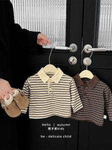 Spring Autumn Korean Style Boys Long Sleeve Striped Polo Shirt Casual Comfortable Baby Clothes Fashionable Base Layer Top