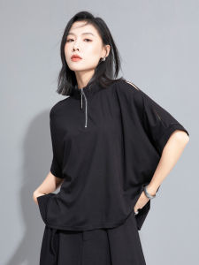 Loose Fit Shoulder Bared Short Sleeve T-Shirt Women Summer plus Size Design Sensation Yamamoto Style Dark Series Fat Sister