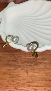 Anting Stud Mutiara Elegan 2in1 Glamour Korean Style – Dual Charm Pearl & Crystal Earrings A412