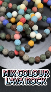 Mix Colour Waxed Volcanic Lava Rock Stone Bracelet Round Fashion Accessories Men Women