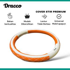 Sarung setir mobil kulit premium DRACCO Cover Stir Steering wheel cover LINEA WHITE ORANGE