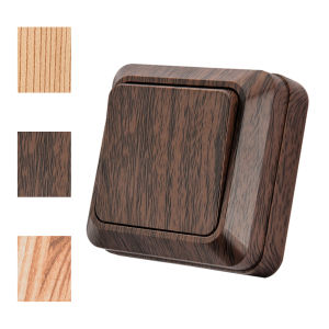 Wood 1 Gang 1 Way On/Off Flame Retardant Spray Plastic Button Light Switch Wall Mounted EU Standard Classic Surface Switch Way