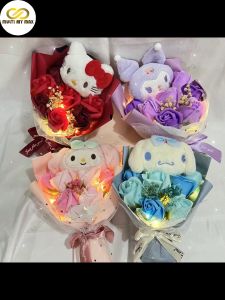 Rose Soap Flower Bouquet Bear Gift for Christmas Birthday Anniversary Graduation Valentine Girl Friend Mother Present Sanrio Kuromi Melody Hello Kitty Cinnamoroll