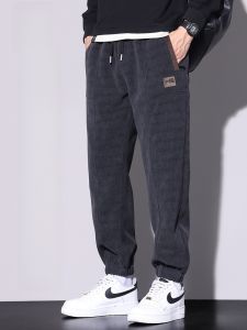 ROMON | Romon Mens Corduroy Pants Autumn Winter Loose Fit Sweatpants Trendy Heavyweight Sport Casual Long Trousers Youthful Style
