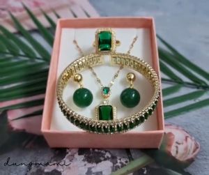 Bộ trang sức may mắn gồm vòng cổ vòng tay bông tai nhẫn JR_2345C