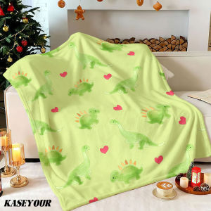 Beast Kingdom | Cute Dinosaur Hearts Winter Summer Flannel Blanket Throw Fleece Soft Fuzzy Plush Cozy Fleece Blankets for Sofa Ideal Gifts