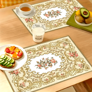 VIKAMA 4/6/8/10 PC European Vintage Embroidery Table Runner Dining Table Desk Cafe Light Luxury Flowers Home Decoration