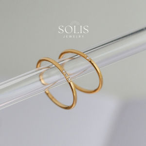 18K Gold Ring with Diamond 1mm Thin Simple • WATERPROOF Rings Stainless Titanium Steel RG321